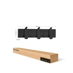Wandkapstok met 6 Haken - compacte houten Muurkapstok - Zwart