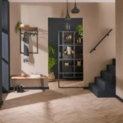 Wandkapstok Met Hoedenplank - 2x 4 Haken - Acaciahout & Metaal