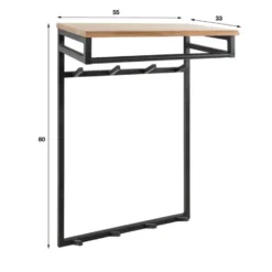 Wandkapstok Met Hoedenplank - 2x 4 Haken - Acaciahout & Metaal