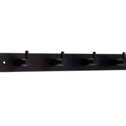 Wandkapstok - zwart - met 4 jashaken - metaal - 4 x 32 cm