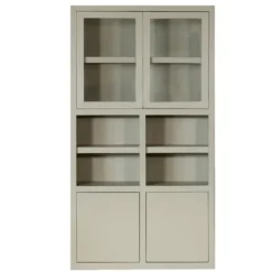 Wandkast Beige Mangohout - Glazen Deuren - 120x45x220cm - Xander