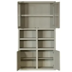 Wandkast Beige Mangohout - Glazen Deuren - 120x45x220cm - Xander