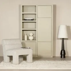 Wandkast Beige Mangohout - 120x45x200cm - Xander