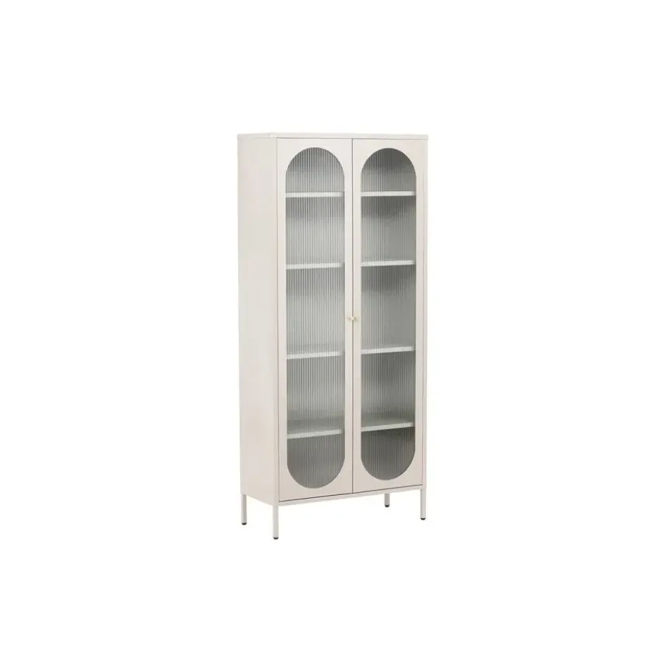 Wandkast Beige Metaal/Glas - 80x35x180cm - Lima