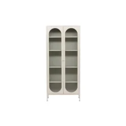 Wandkast Beige Metaal/Glas - 80x35x180cm - Lima