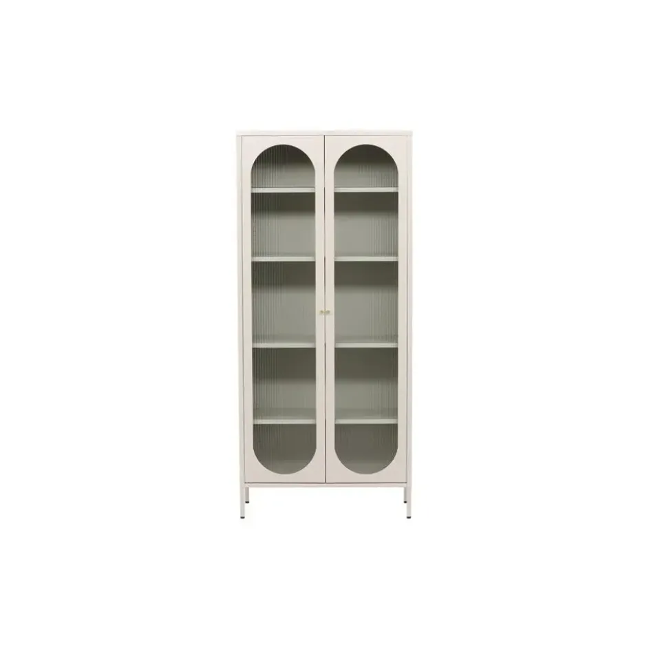 Wandkast Beige Metaal/Glas - 80x35x180cm - Lima
