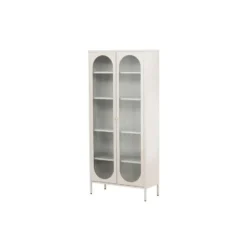 Wandkast Beige Metaal/Glas - 80x35x180cm - Lima