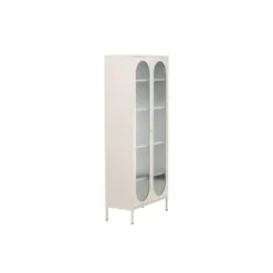 Wandkast Beige Metaal/Glas - 80x35x180cm - Lima