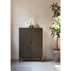 Wandkast Donkerbruin Eikenhout - 90x46x130cm - Arun