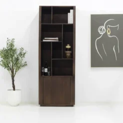 Wandkast Donkerbruin Mangohout - 80x45x220cm - Finn