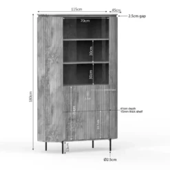 Wandkast Naturel Hout - 115x45x180cm - Solana