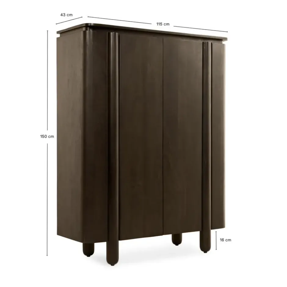 Wandkast Rondo - 150cm Donkerbruin