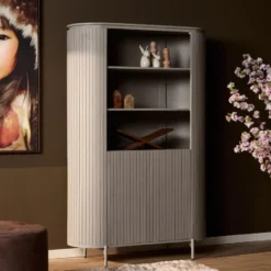 Wandkast Taupe Hout - 115x45x180cm - Solana
