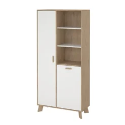 Wandkast Wit/Naturel - 90x40x190cm - Ikast