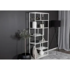 Wandkast Wit Staal - 85x35x190cm - Staal