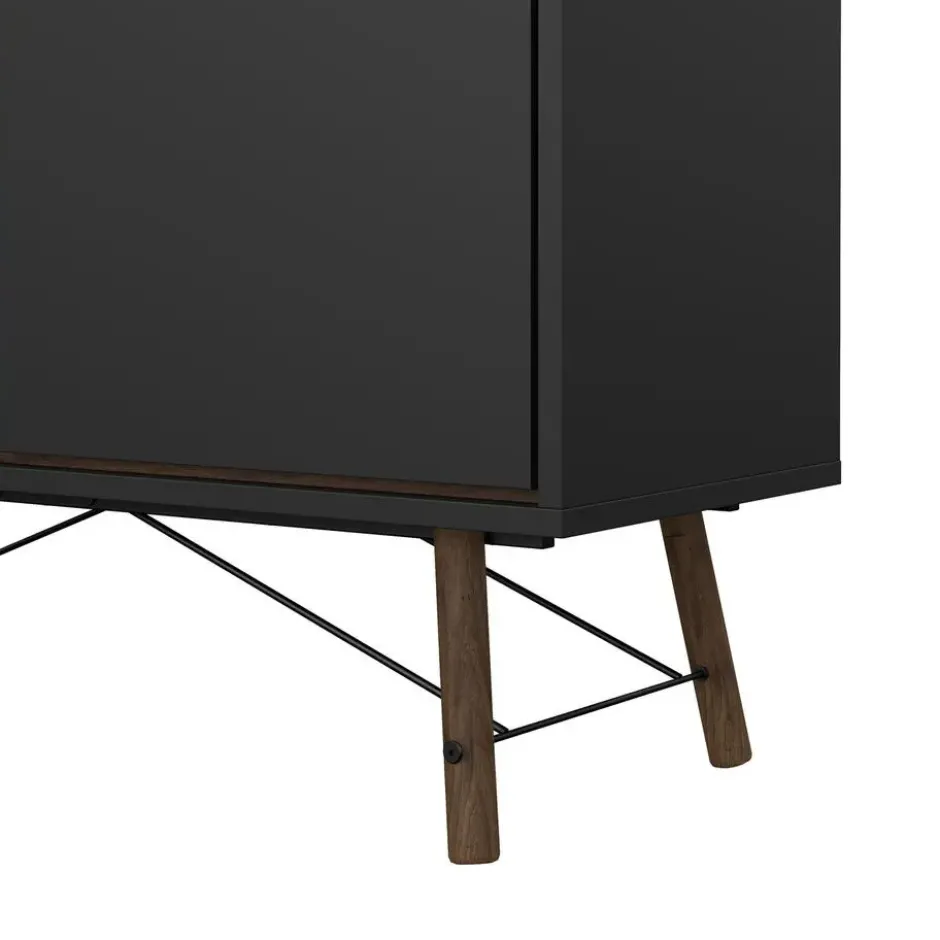 Wandkast Zwart/Bruin - 100x40x160cm - Ry