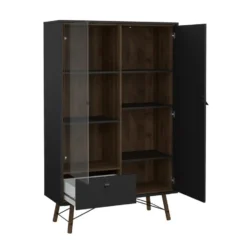 Wandkast Zwart/Bruin - 100x40x160cm - Ry