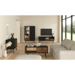Wandkast Zwart/Bruin - 100x40x160cm - Ry