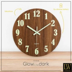Wandklok glow in the dark 30cm