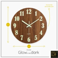 Wandklok glow in the dark 30cm