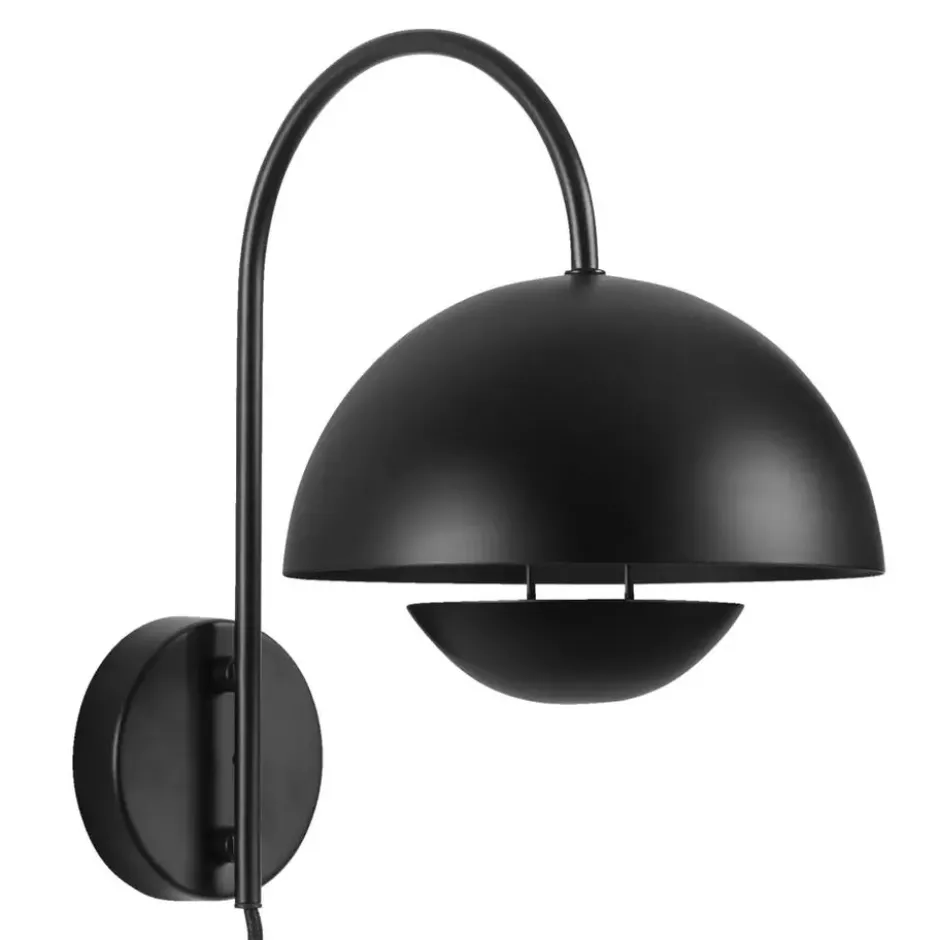 Wandlamp Yuki E27 - zwart metaal - 30x30x20 cm