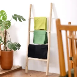 Wandplank ladder 4 niveaus van massief hout