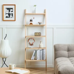 Wandplank Ladder van Massief Natuurlijk Hout
