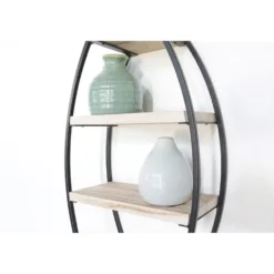 Wandrek ovaal met 4 houten plankjes - 26x60 cm