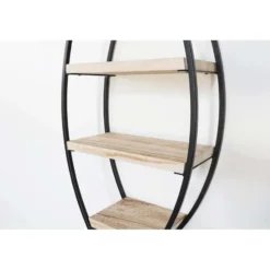 Wandrek ovaal met 4 houten plankjes - 26x60 cm
