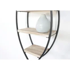 Wandrek ovaal met 4 houten plankjes - 36x80cm