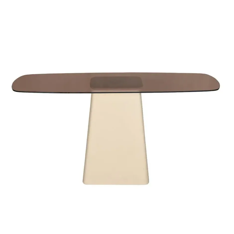 Wandtafel Crème Glas/Staal - 140x40x76cm - Brix Mylon