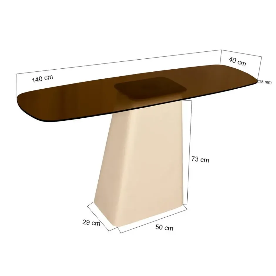 Wandtafel Crème Glas/Staal - 140x40x76cm - Brix Mylon