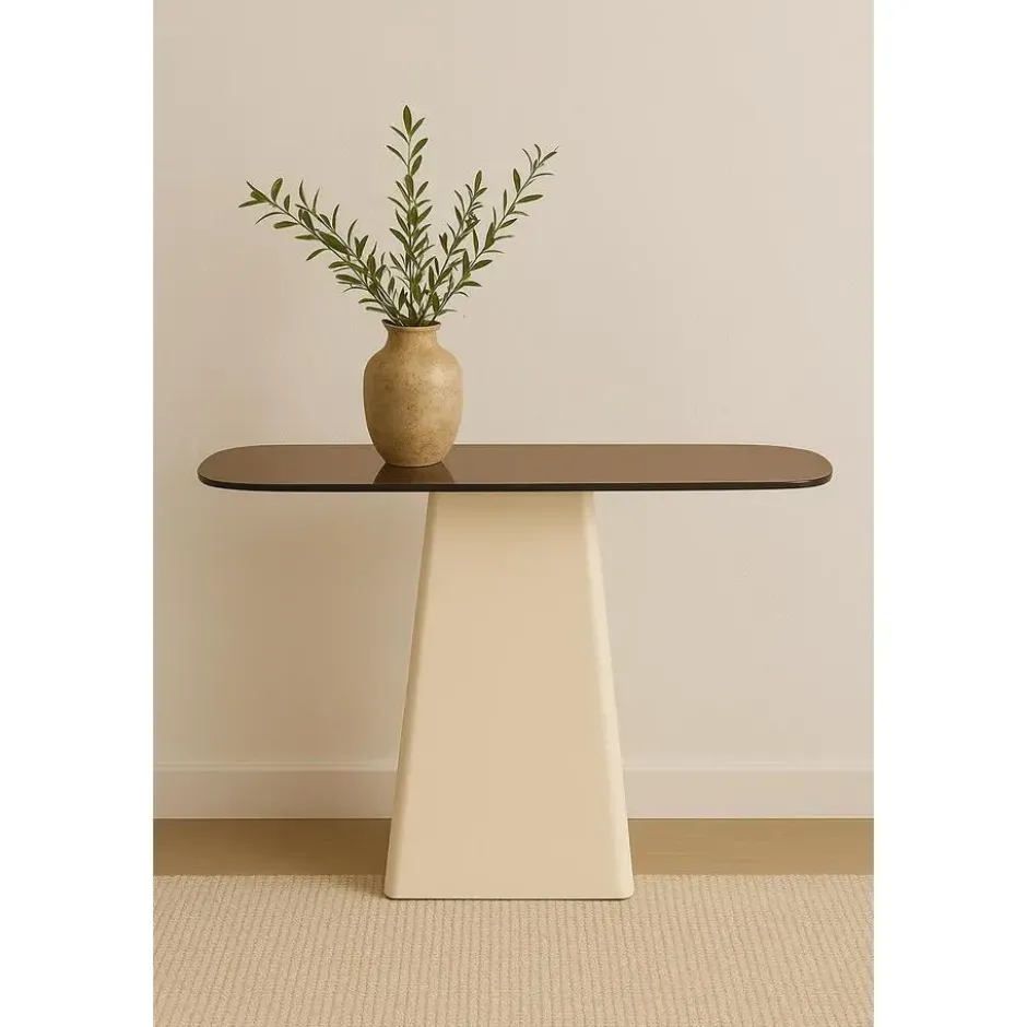Wandtafel Crème Glas/Staal - 140x40x76cm - Brix Mylon
