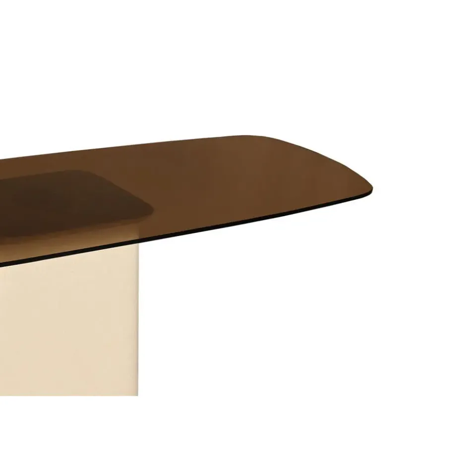 Wandtafel Crème Glas/Staal - 140x40x76cm - Brix Mylon