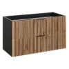 Wastafelmeubel MADELA - 100 cmx46 cmx57 cm - Zwart Natuurlijk licht Hout paneel