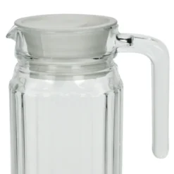 Waterkan - met deksel - 1,1L - glas - schenkkan - waterkaraf