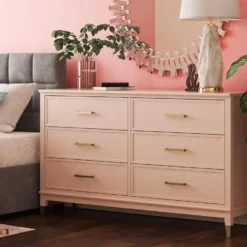 Westerleigh - Commode met 6 laden in roze MDF