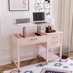 Westerleigh - Computerbureau met lifttop in roze MDF