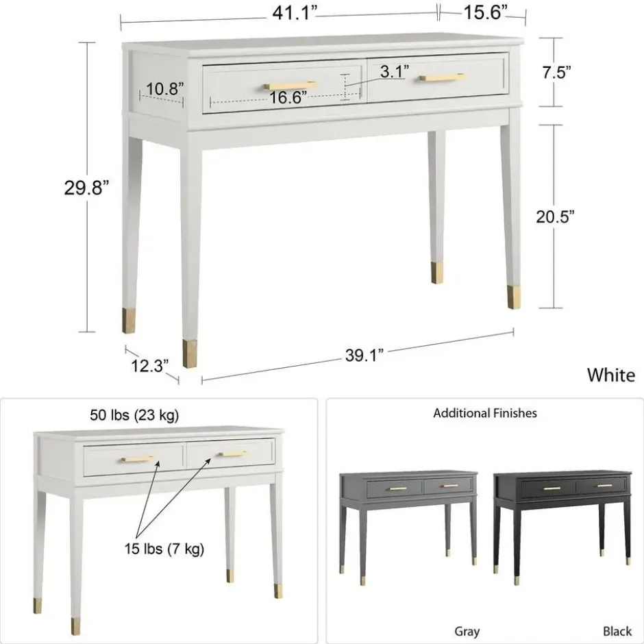 Westerleigh - Consoletafel met 2 laden in zwart MDF