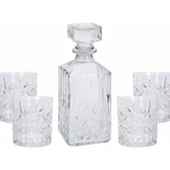 Whisky karaf - inclusief 4 glazen - glas - 900 ml