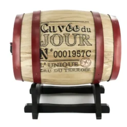 Wijndispenser met kraantje - 5L - glas - wijnvat - hout