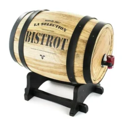 Wijndispenser met kraantje - 5L - glas - wijnvat - hout