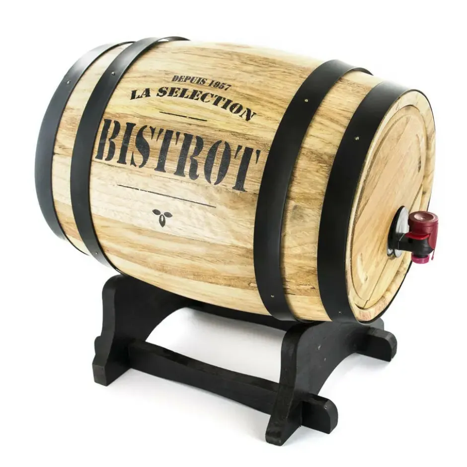 Wijndispenser met kraantje - 5L - glas - wijnvat - hout