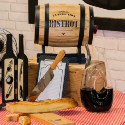 Wijndispenser met kraantje - 5L - glas - wijnvat - hout