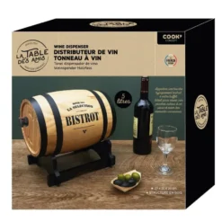 Wijndispenser met kraantje - 5L - glas - wijnvat - hout