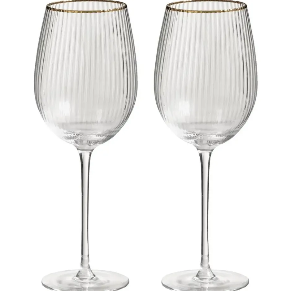 Wijnglazen Camille - transparant/goudkleur - 570 ml - 2 stuks