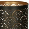 Windlicht - motief - 2x - zwart/goud - 10/15 cm - theelichthouder