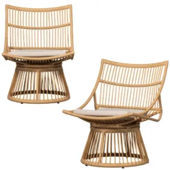 WOOOD Alatna Tuinstoelen - Wicker - Naturel - Set van 2