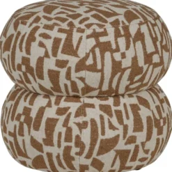 WOOOD Anic Poef - Polyester - Grafisch Patroon - Bruin - 40x43x43