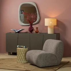 WOOOD Axu Decoratieve Bijzettafel Ø 35 CM - Keramiek - Zand - 45x35x35